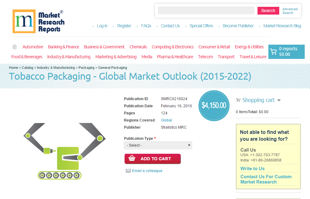 Tobacco Packaging - Global Market Outlook (2015-2022)'