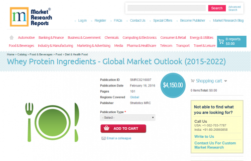 Whey Protein Ingredients - Global Market Outlook (2015-2022)'