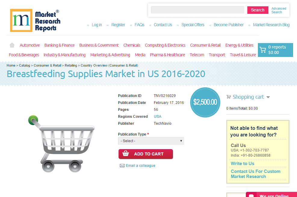 Breastfeeding Supplies Market in US 2016 - 2020'