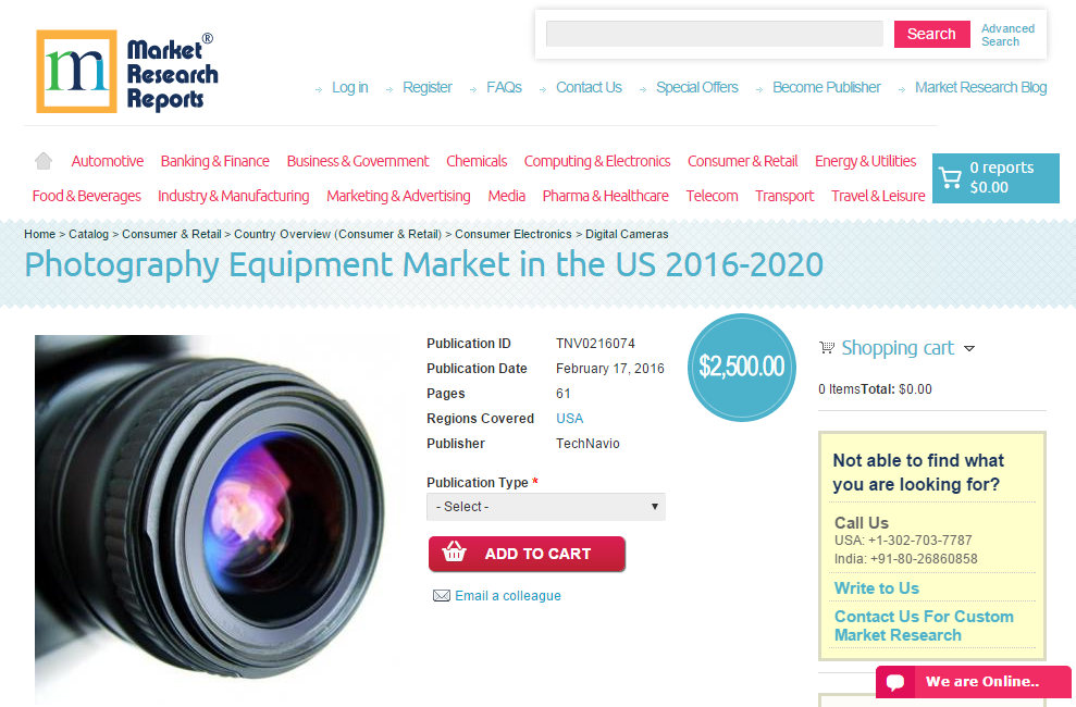 Photography Equipment Market in the US 2016 - 2020