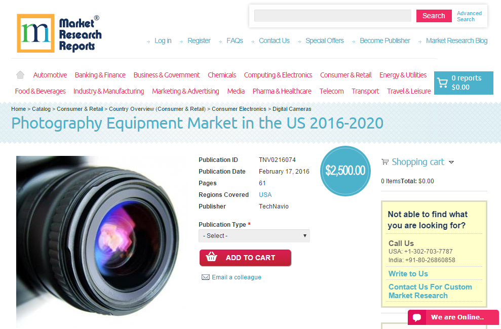 Photography Equipment Market in the US 2016 - 2020'