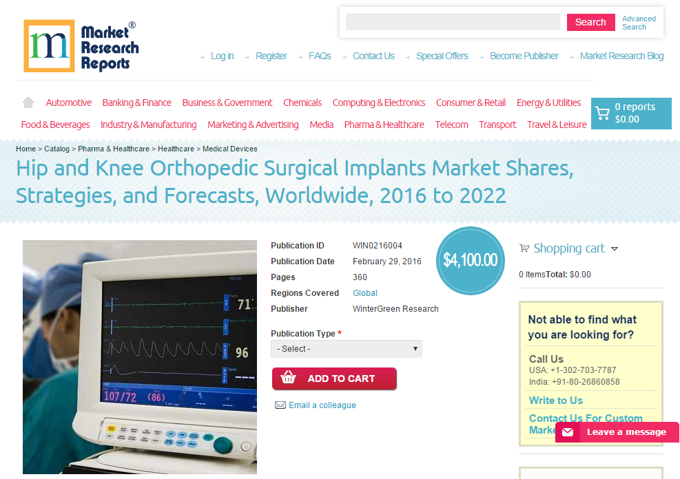 Hip and Knee Orthopedic Surgical Implants Market Shares