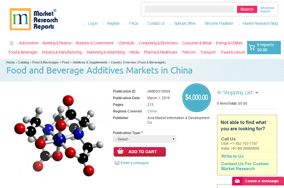 Food and Beverage Additives Markets in China