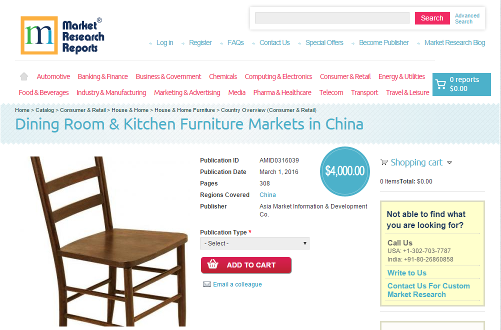 Dining Room & Kitchen Furniture Markets in China