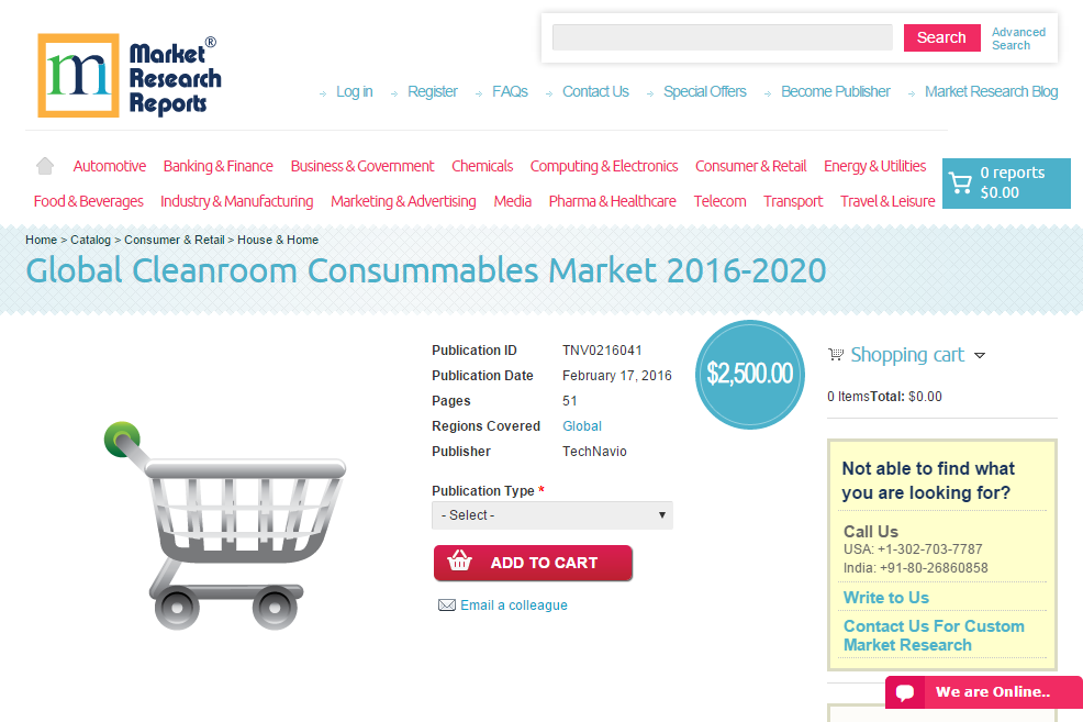 Global Cleanroom Consummables Market 2016 - 2020