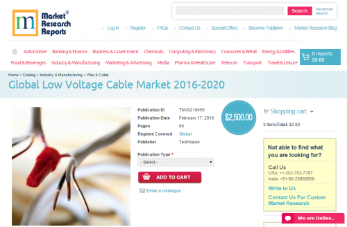 Global Low Voltage Cable Market 2016 - 2020'