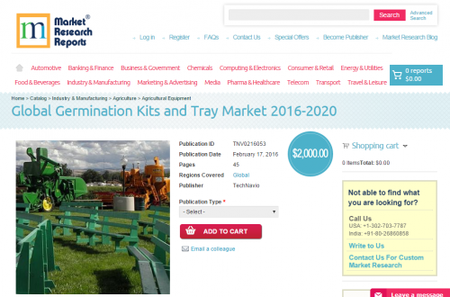 Global Germination Kits and Tray Market 2016 - 2020'