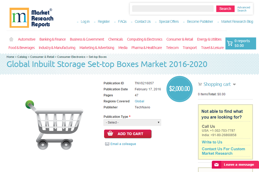 Global Inbuilt Storage Set-top Boxes Market 2016 - 2020