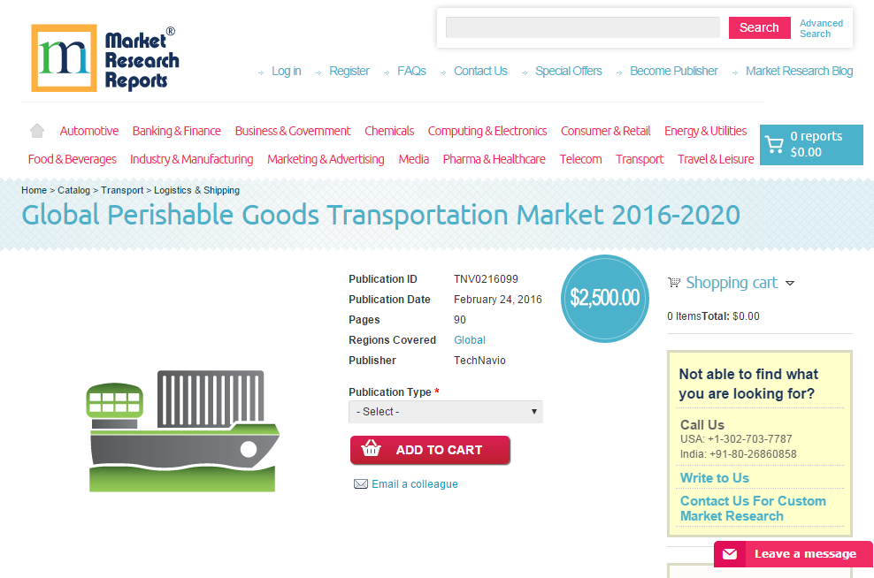 Global Perishable Goods Transportation Market 2016 - 2020