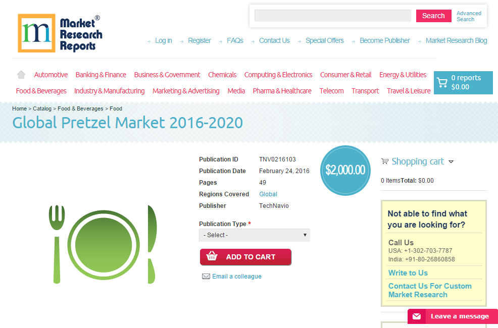 Global Pretzel Market 2016 - 2020