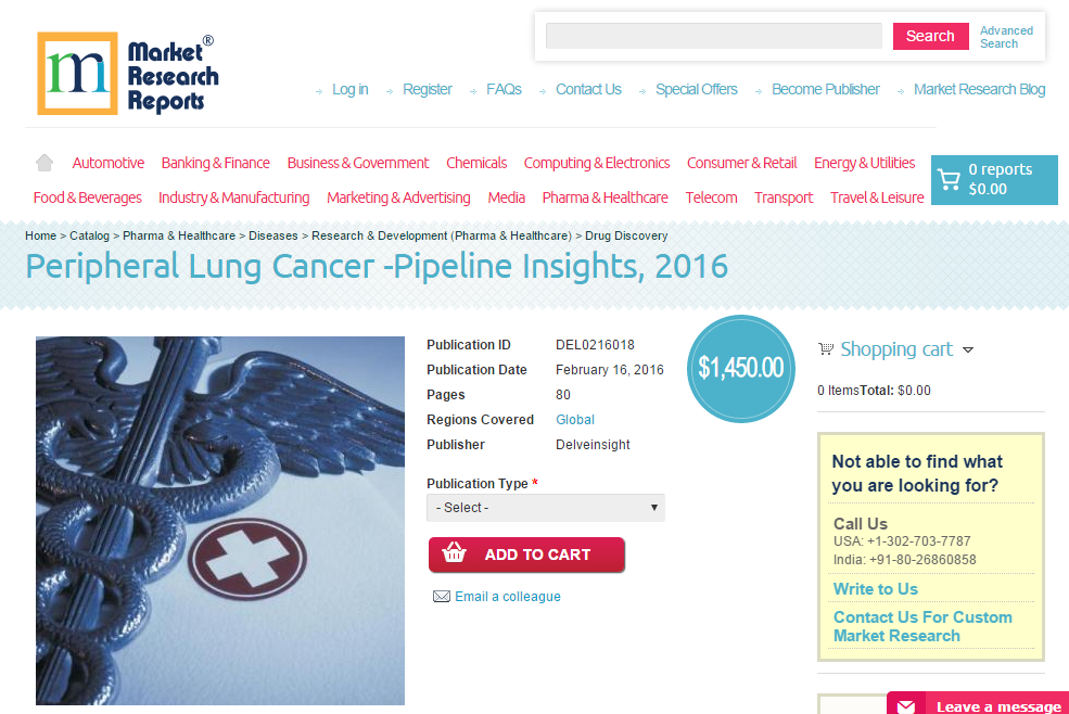 Peripheral Lung Cancer - Pipeline Insights, 2016