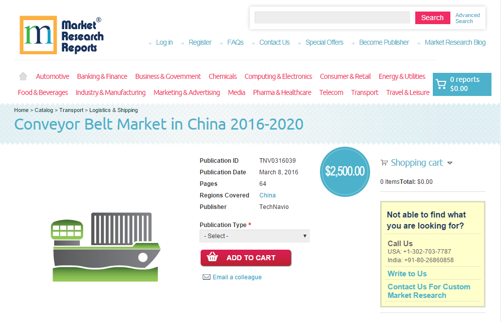 Conveyor Belt Market in China 2016 - 2020