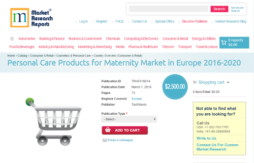 Personal Care Products for Maternity Market in Europe 2016'