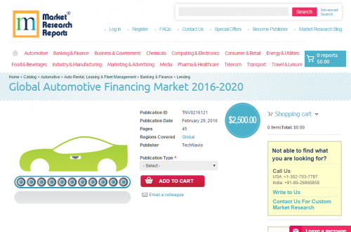 Global Automotive Financing Market 2016 - 2020'
