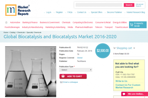Global Biocatalysis and Biocatalysts Market 2016 - 2020'