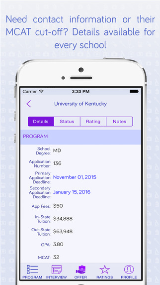 Medical School Application Tracker App'