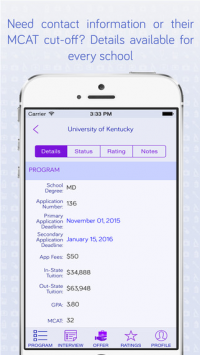 Medical School Application Tracker App