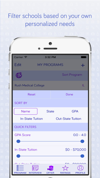 Medical School Application Tracker App