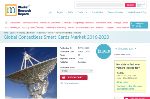 Global Contactless Smart Cards Market 2016 - 2020'