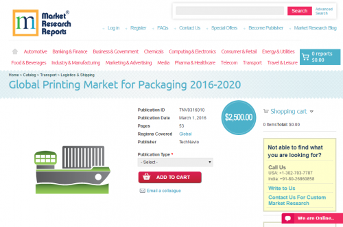 Global Printing Market for Packaging 2016 - 2020'