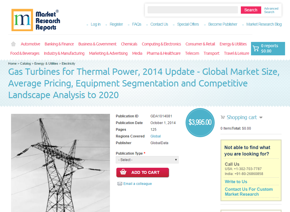 Gas Turbines for Thermal Power, 2014 Update'