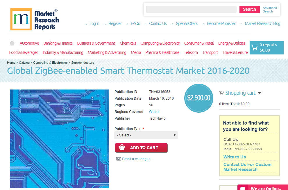Global ZigBee-enabled Smart Thermostat Market 2016 - 2020
