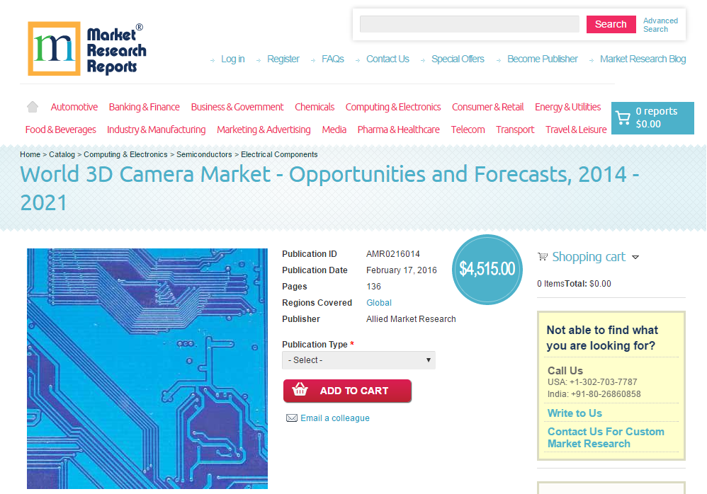 World 3D Camera Market - Opportunities and Forecasts, 2014'