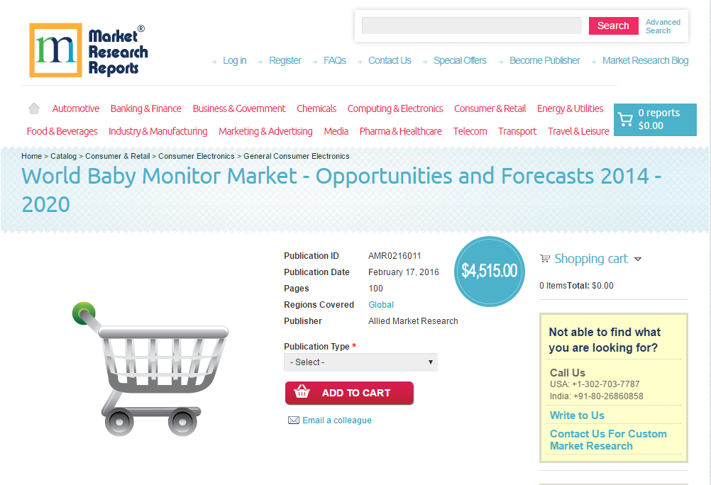 World Baby Monitor Market - Opportunities and Forecasts 2014'