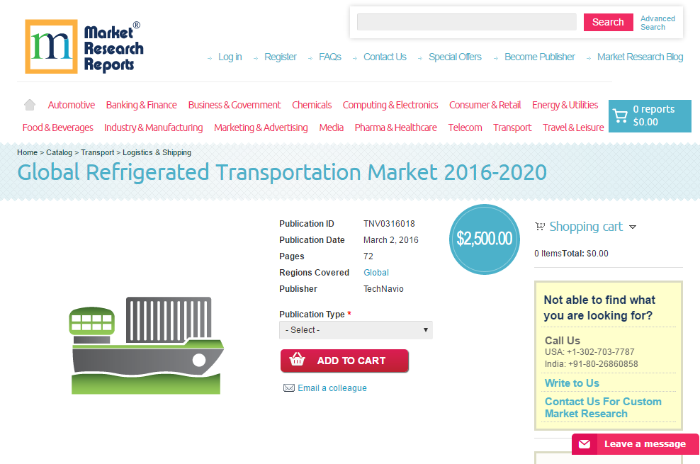 Global Refrigerated Transportation Market 2016 - 2020