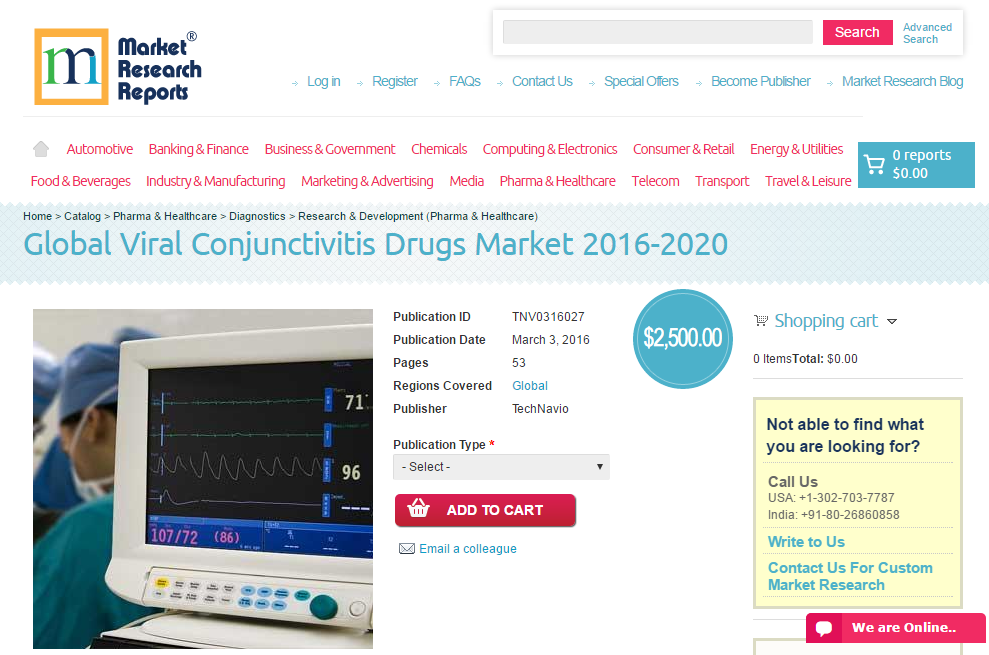 Global Viral Conjunctivitis Drugs Market 2016 - 2020