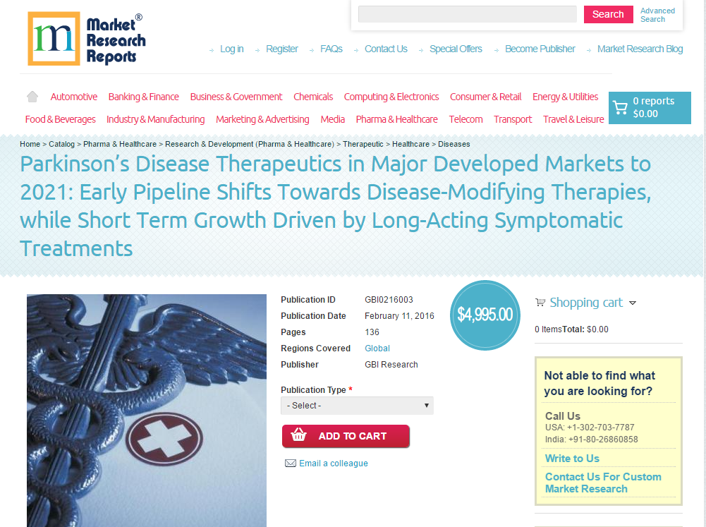 Parkinson’s Disease Therapeutics in Major Develope'