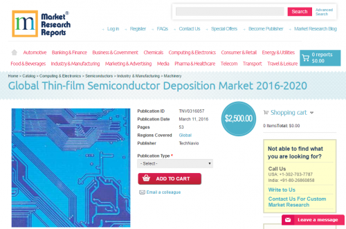 Global Thin-film Semiconductor Deposition Market 2016 - 2020'