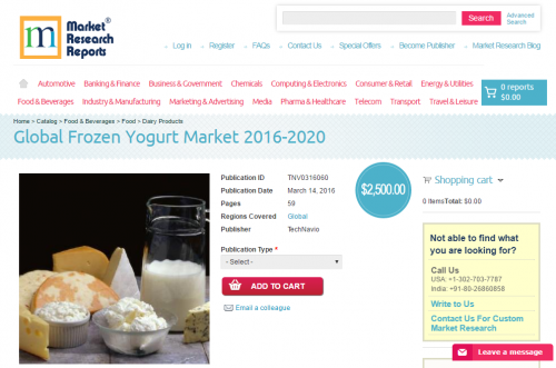 Global Frozen Yogurt Market 2016 - 2020'