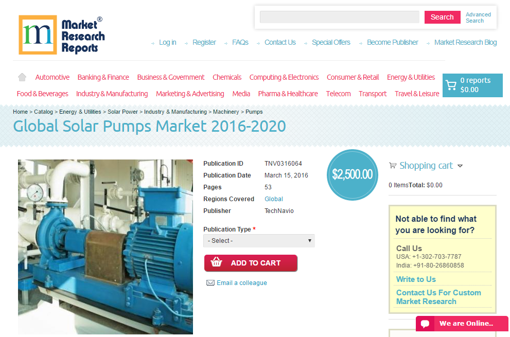 Global Solar Pumps Market 2016 - 2020'