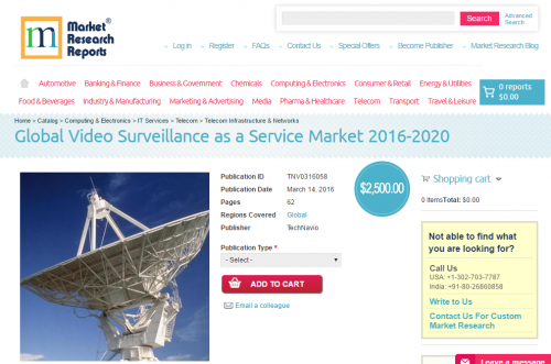 Global Video Surveillance as a Service Market 2016 - 2020'
