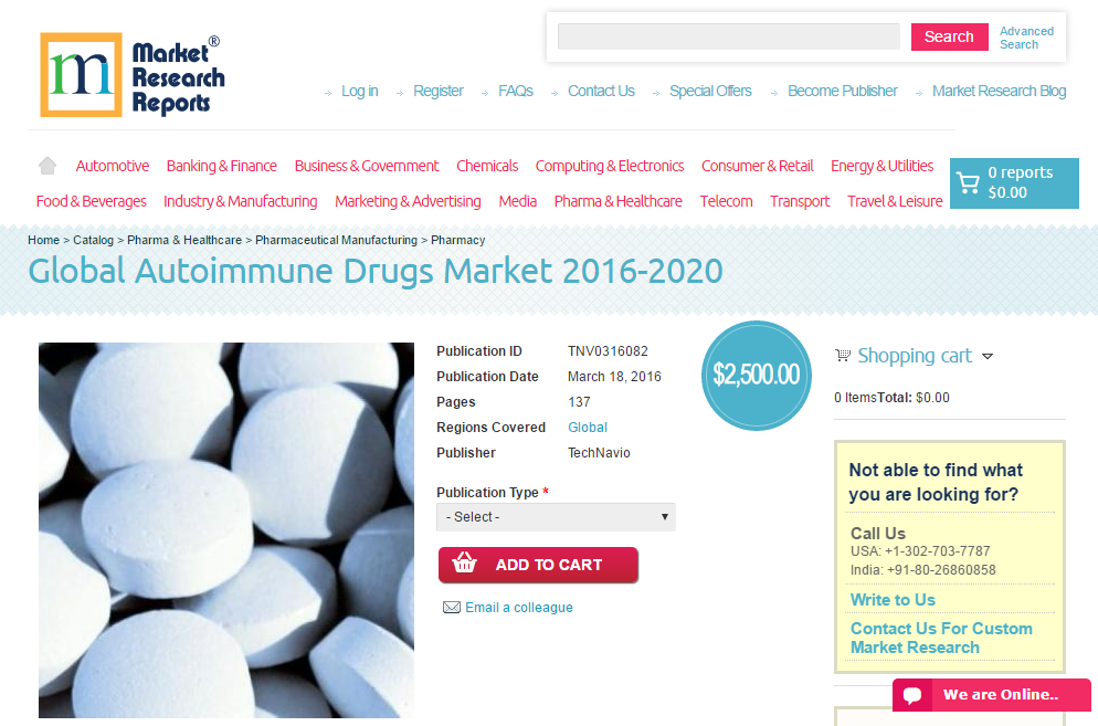 Global Autoimmune Drugs Market 2016 - 2020'