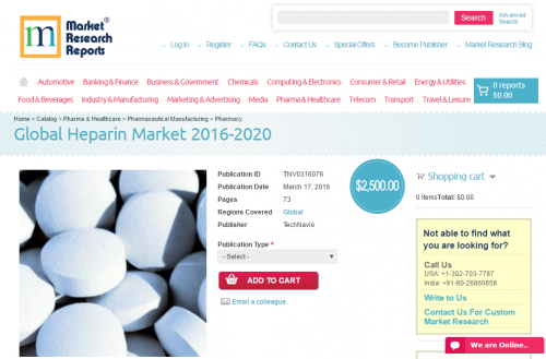 Global Heparin Market 2016 - 2020'
