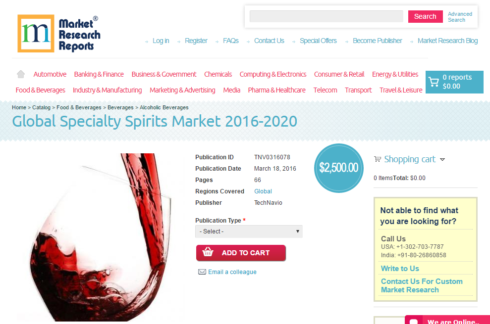Global Specialty Spirits Market 2016 - 2020