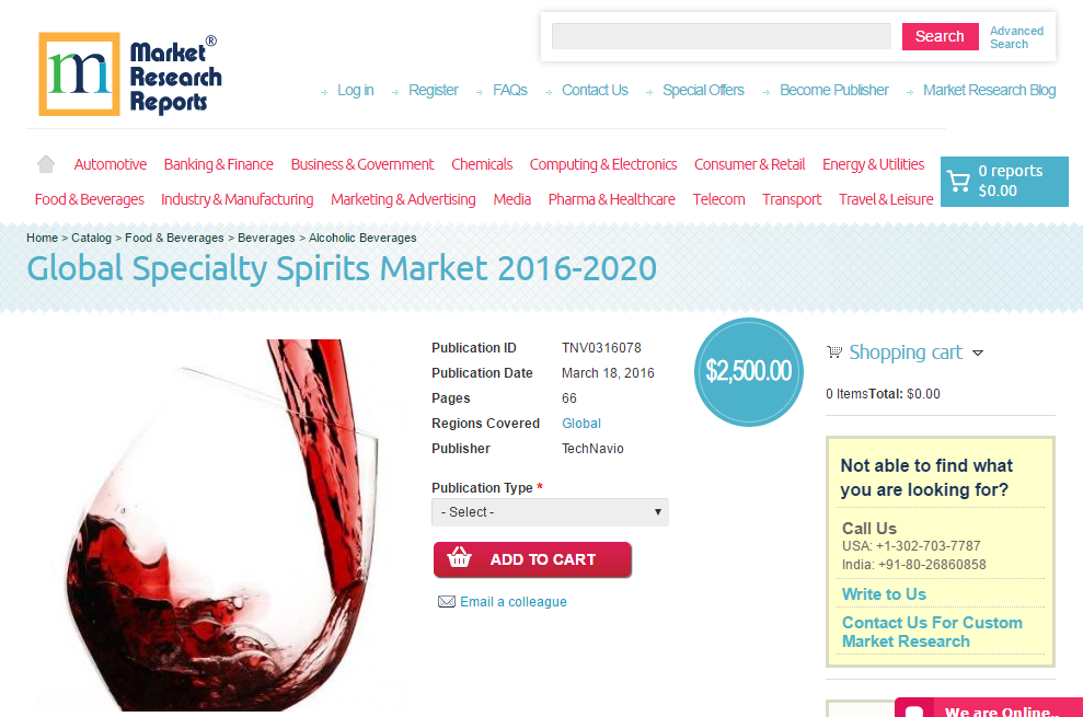 Global Specialty Spirits Market 2016 - 2020'