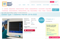 Global Type 1 Diabetes Market 2016 - 2020