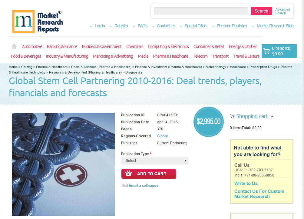 Global Stem Cell Partnering 2010-2016