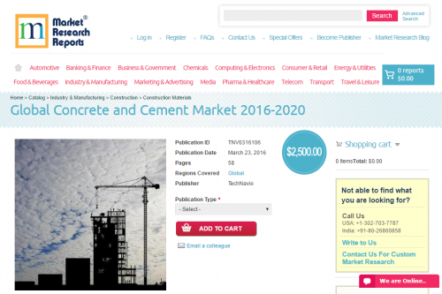 Global Concrete and Cement Market 2016 - 2020'