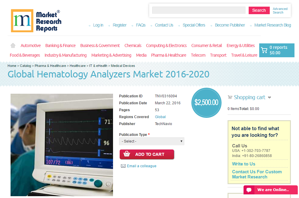 Global Hematology Analyzers Market 2016 - 2020'