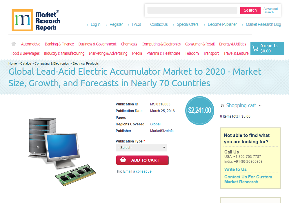 Global Lead-Acid Electric Accumulator Market to 2020'