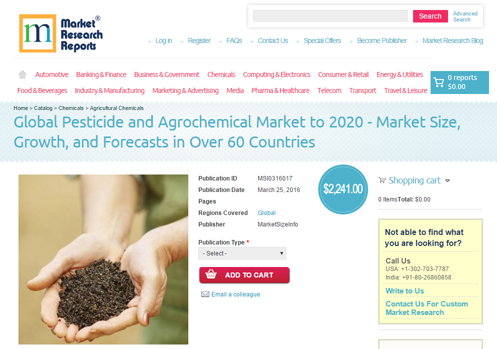 Global Pesticide and Agrochemical Market to 2020'