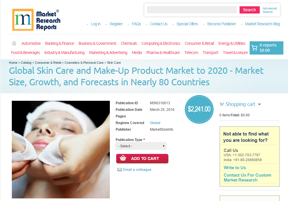 Global Skin Care and Make-Up Product Market to 2020'