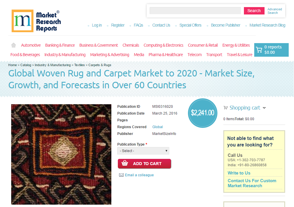 Global Woven Rug and Carpet Market to 2020'