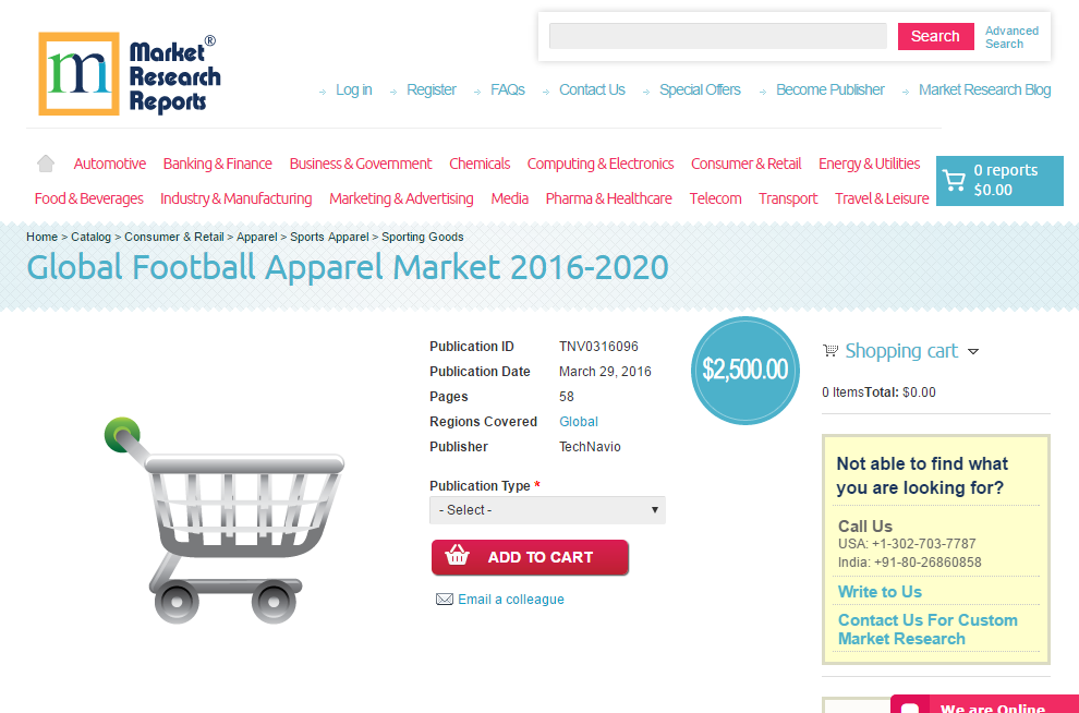 Global Football Apparel Market 2016 - 2020'