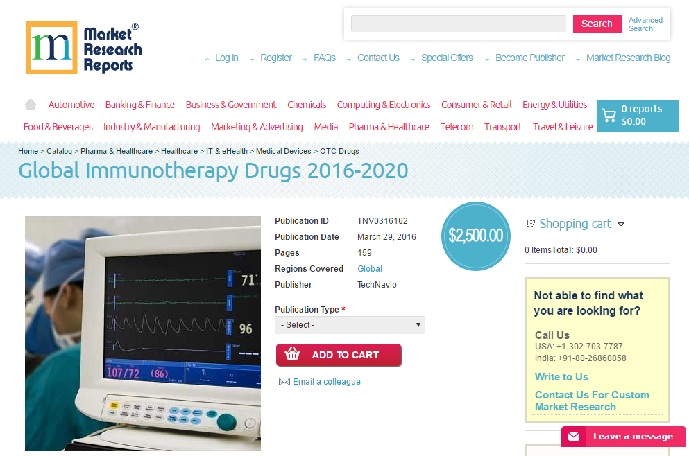 Global Immunotherapy Drugs 2016 - 2020'