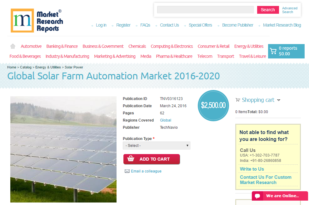 Global Solar Farm Automation Market 2016 - 2020'